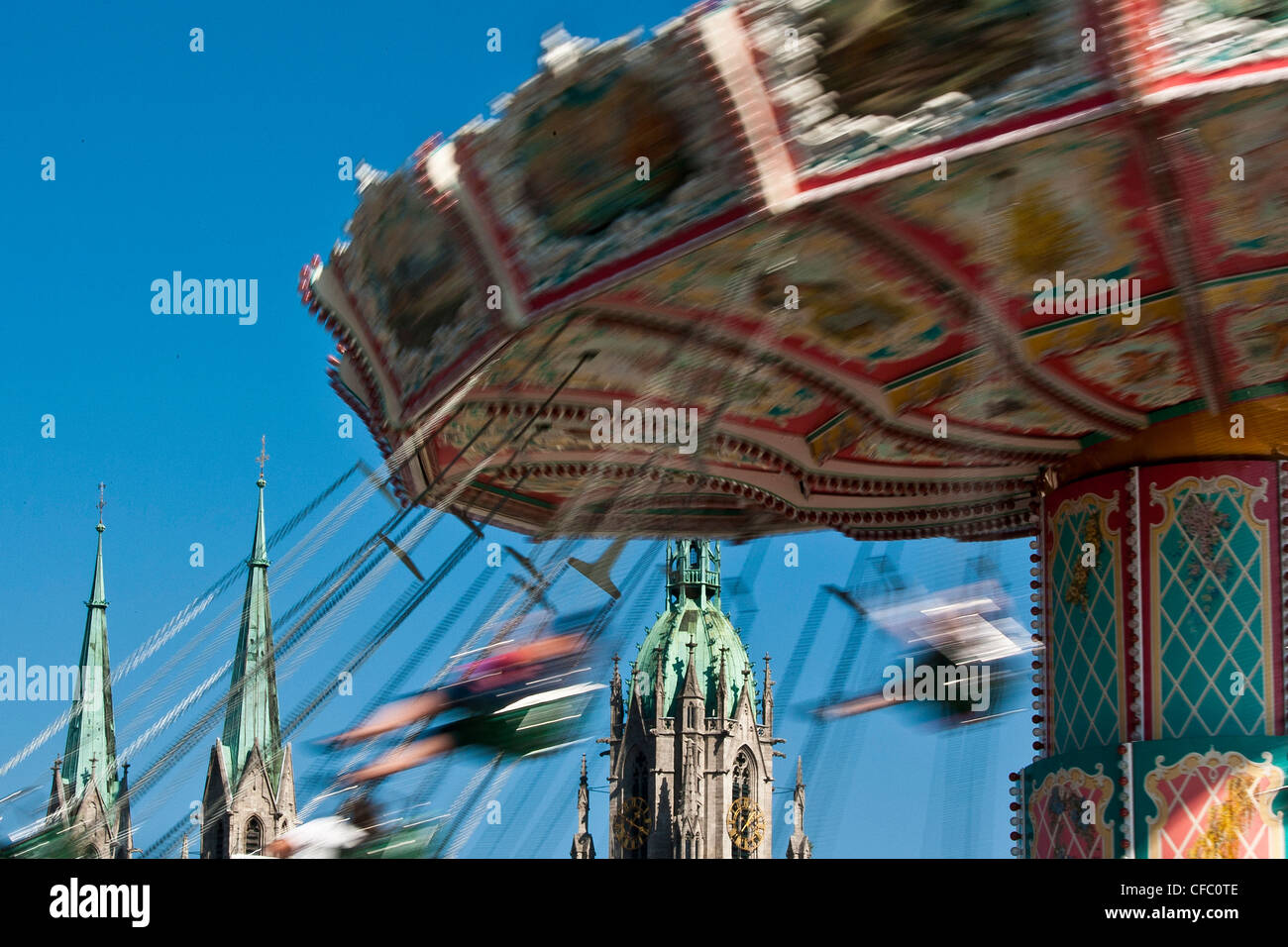 Bayern, Deutschland, Europa, Bierfest, Oktober, Tradition, Party, Festival, Freude, Geschwindigkeit, Schnelligkeit, Karussell, Kette Karussell, s Stockfoto