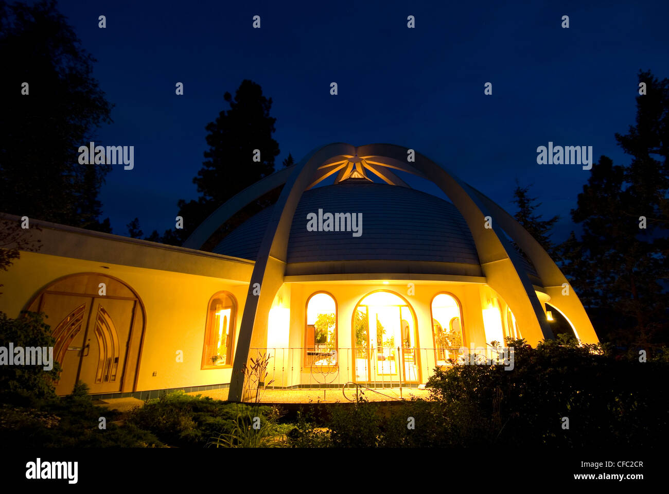 Tempel des göttlichen Lichts, Yasodhara Ashram, Kootenay Bay, British Columbia, Kanada Stockfoto