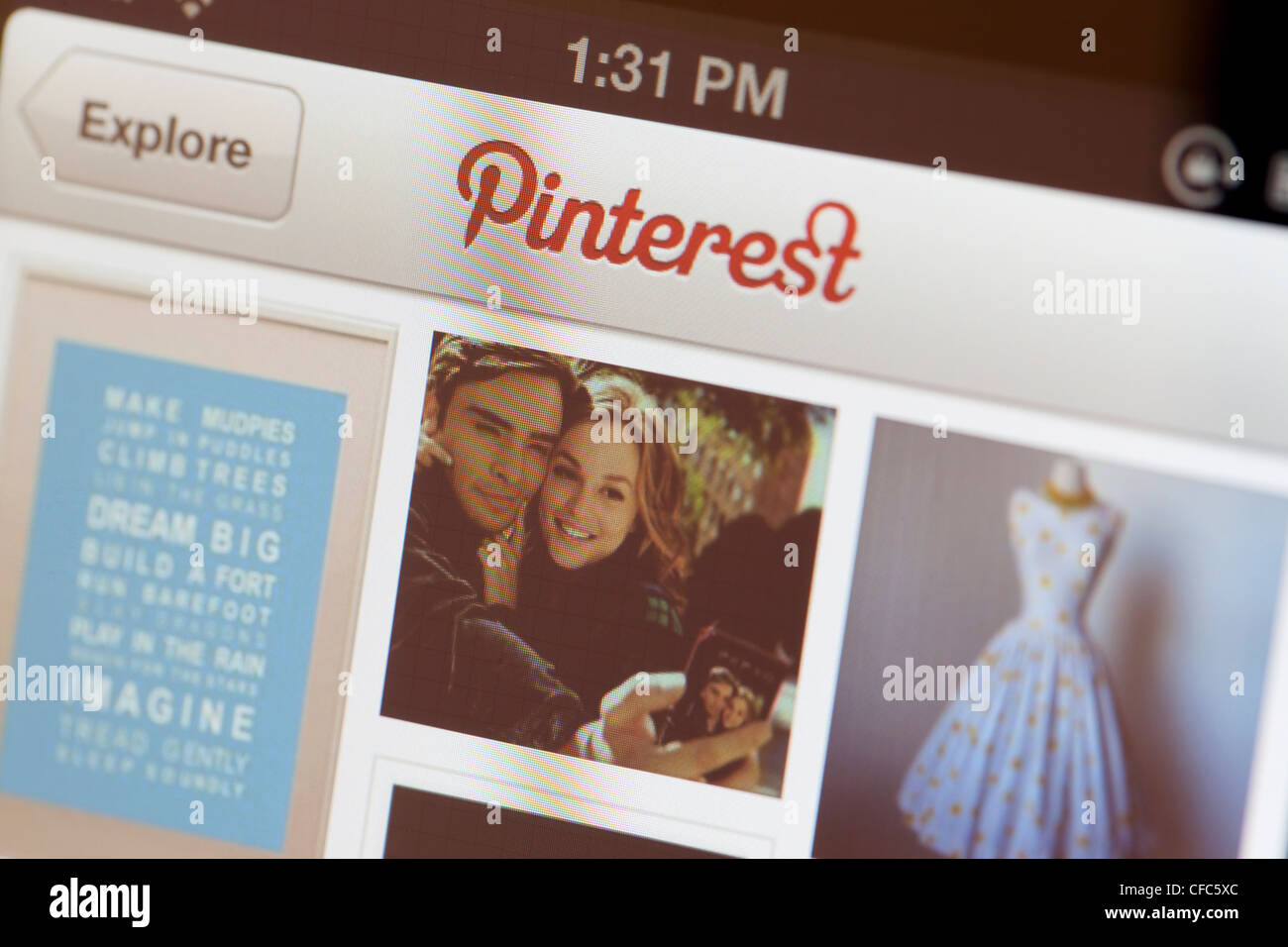 Pinterest mobile Anwendung Stockfoto