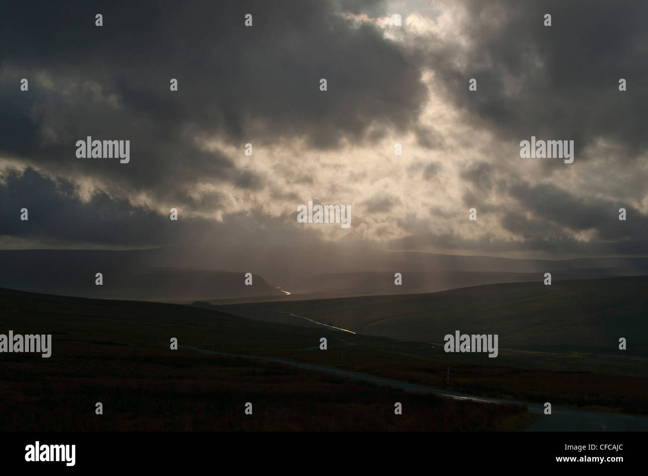 Stürmische Landschaft, Teesdale, in der Nähe von Newbiggin, Teesdale, North Pennines, County Durham, England Stockfoto