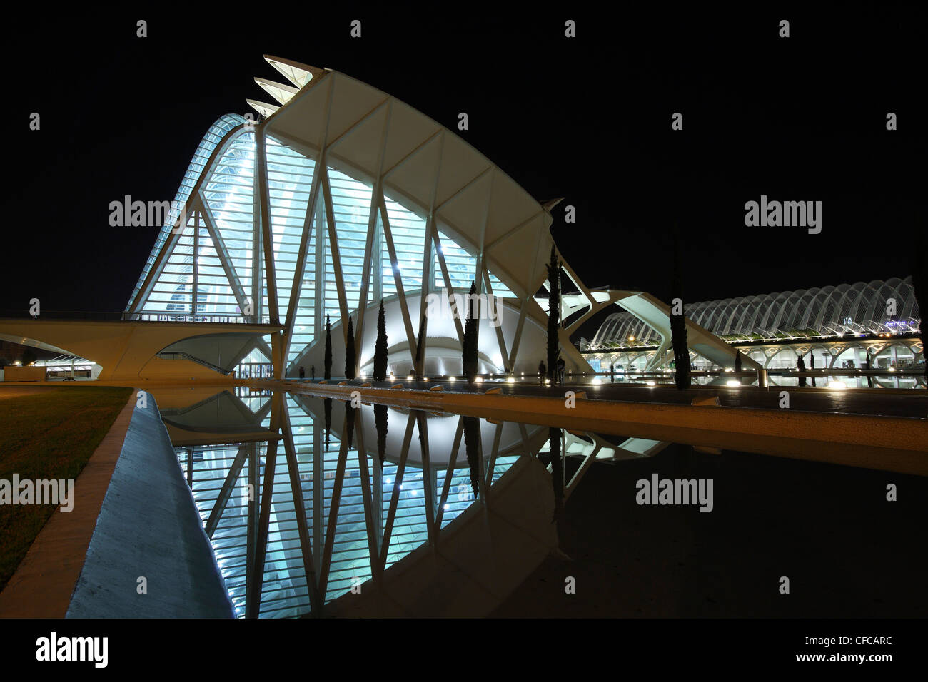 Museo de Las Ciencias Príncípe Felipe, Architekt Santiago Calatrava, Valencia, Spanien Stockfoto Museo de Las Ciencias Príncípe Felipe, Architekt Santiago Calatrava, Valencia, Spanien Stockfoto