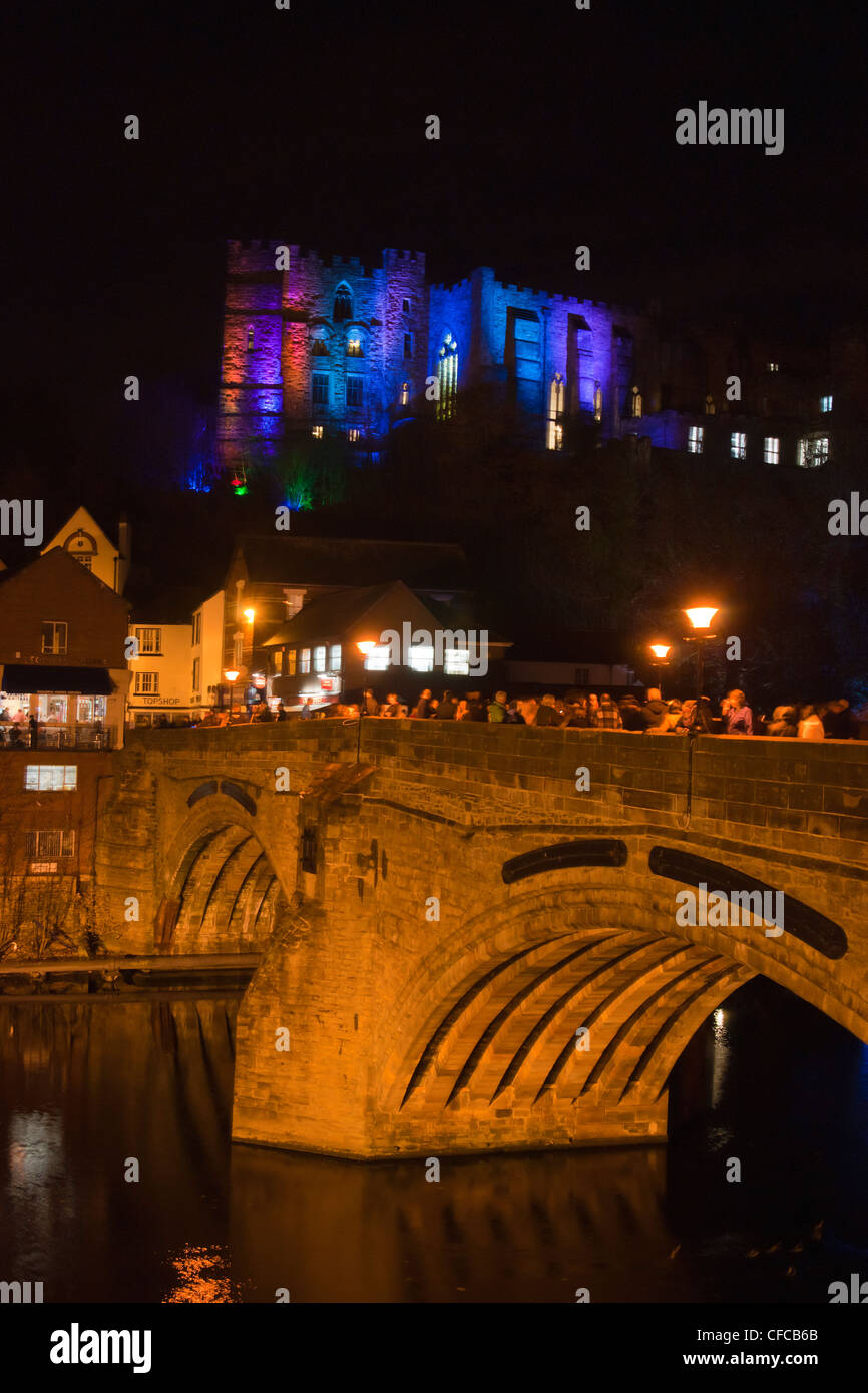 Durham Lumiere Festival, Schloss, County Durham, England Stockfoto