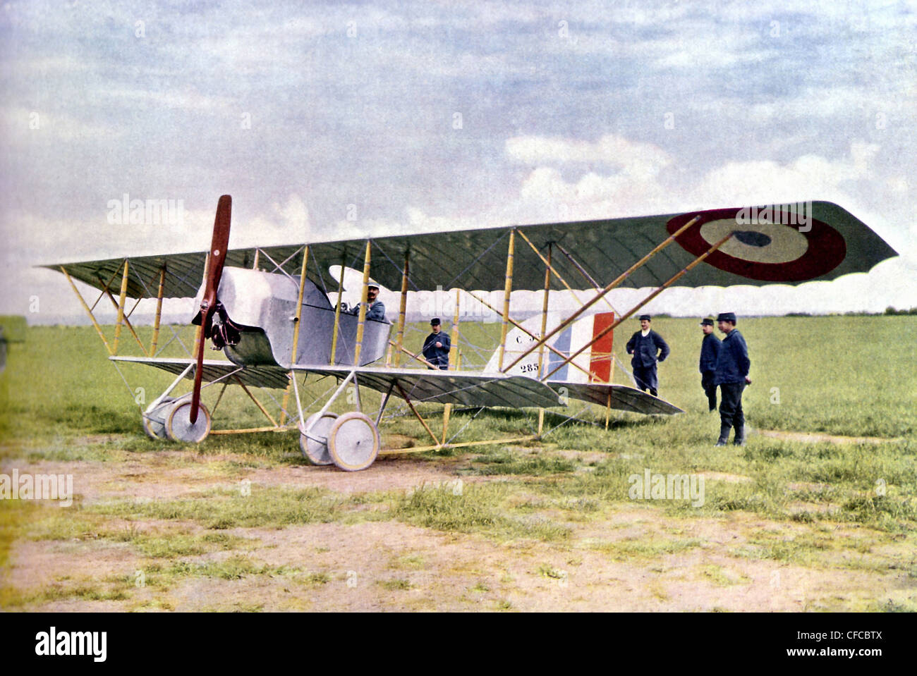 Nieuport, Doppeldecker, Kampf, Marne, Westfront, Weltkrieg, Krieg, Weltkrieg, Europa, 1914-1918, Frankreich, 1914, Autochrom, Airpl Stockfoto