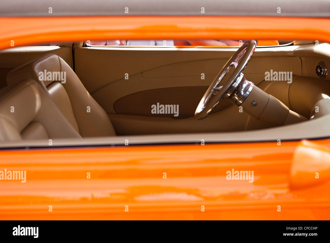 Das eigene Innere eines Oldtimers in Idaho. Stockfoto