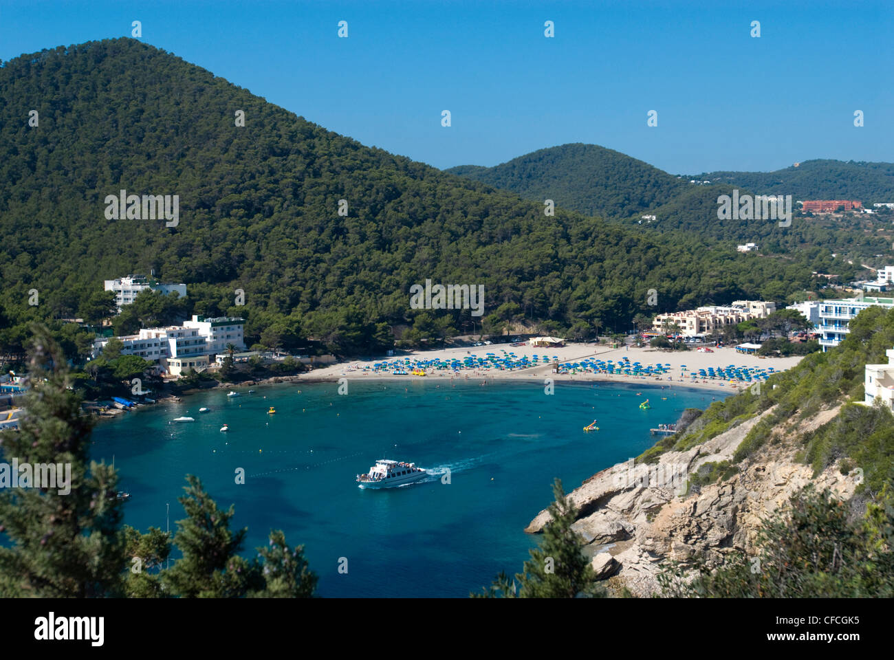 Bucht Cala Llonga-Ibiza-Balearen-Spanien Stockfoto