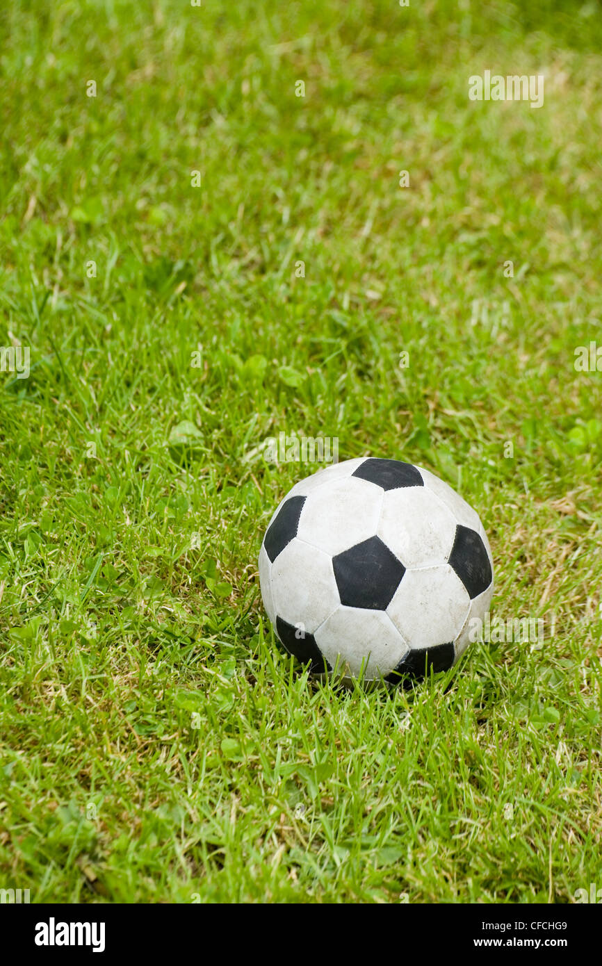 Fußball und Rasen Stockfoto