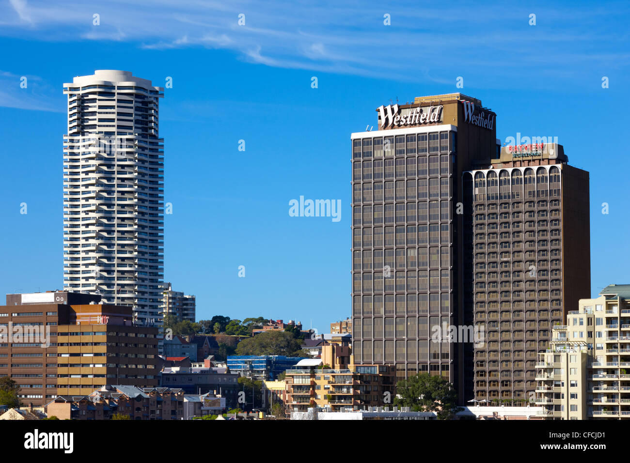 Horizon Apartments und Westfield und Bayview Boulevard, Sydney, Australien Stockfoto