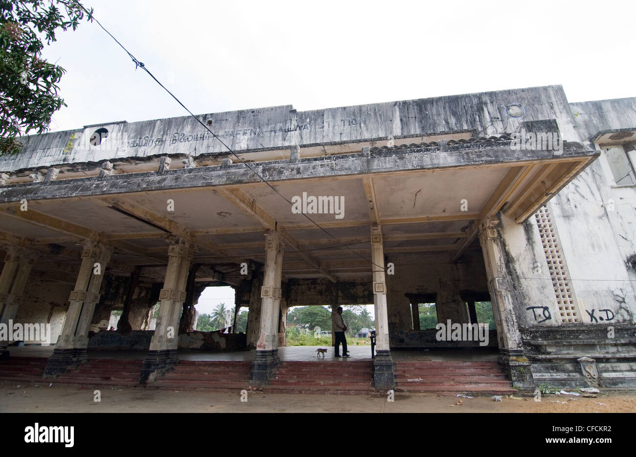 Die alten & bombardiert Bahnhof von Jaffna im Norden Sri Lankas. Stockfoto
