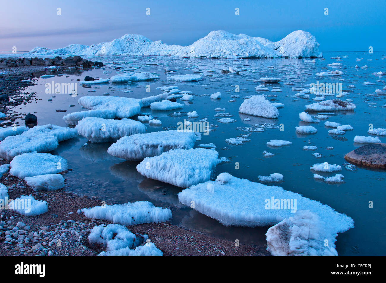 Break-Up Ice Lake Winnipeg, Manitoba, Kanada Stockfoto