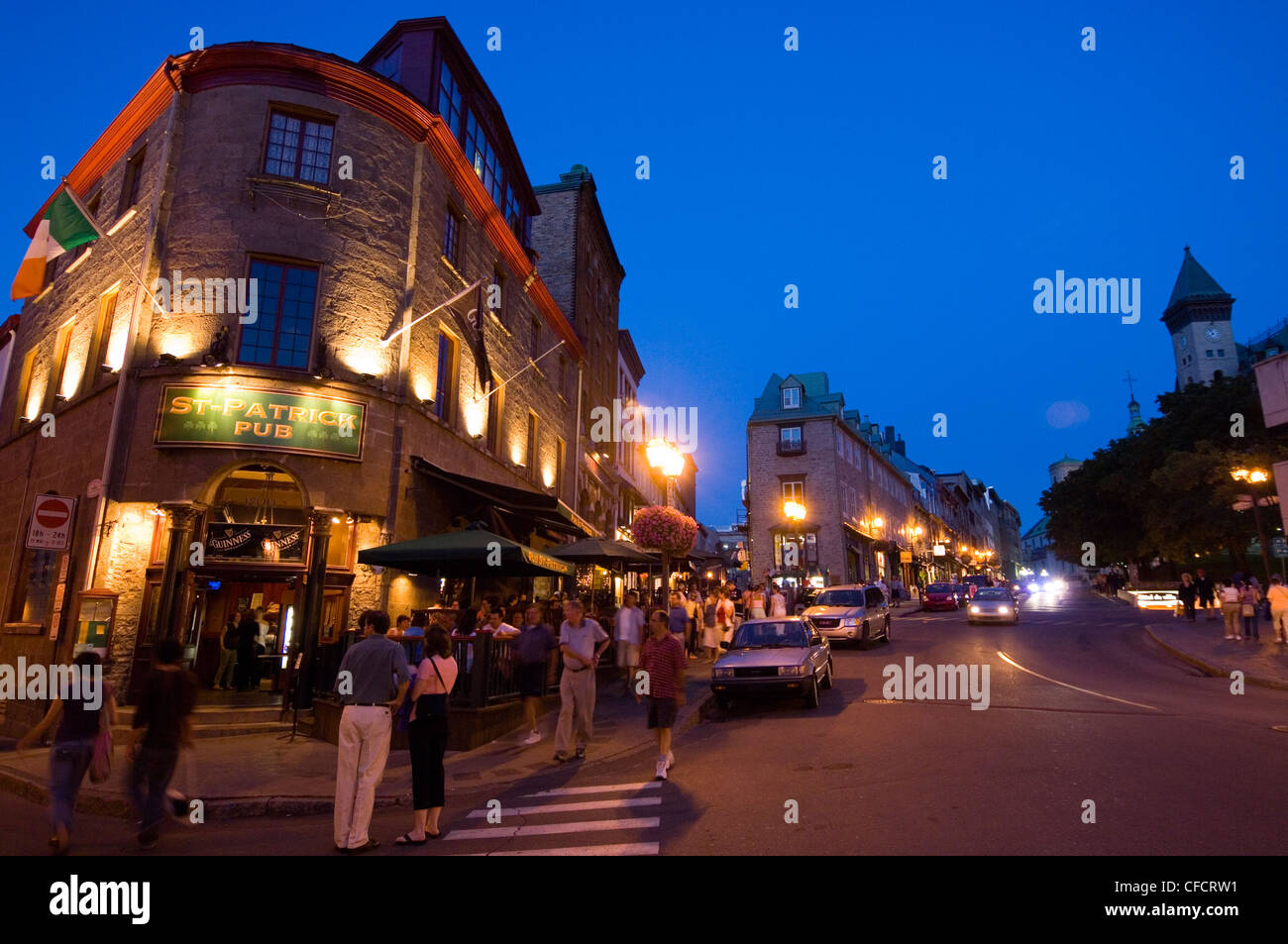 Beliebten Quartier Latin entlang Rue St. Jean, Quebec Stadt, Quebec, Kanada. Stockfoto
