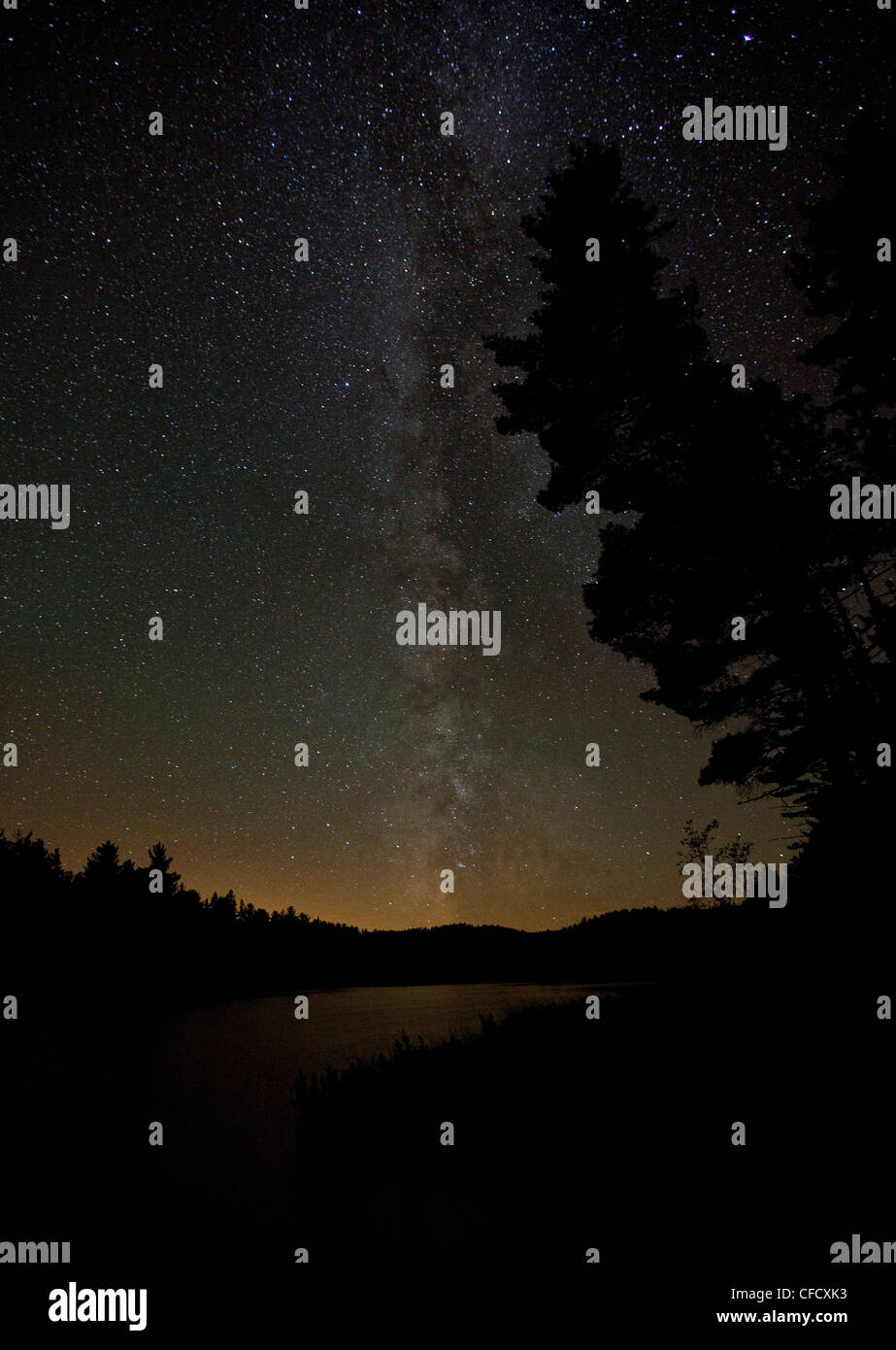 Milchstraße am Himmel über Algonquin Park, Ontario, Kanada. Stockfoto