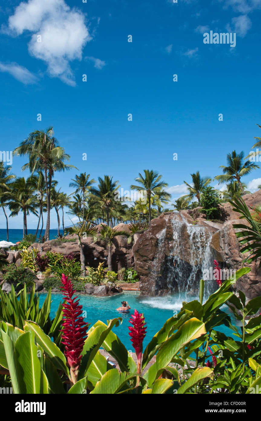 Pool-Spaß im Grand Wailea Resort. Wailea Beach, Maui, Hawaii, Vereinigte Staaten von Amerika Stockfoto