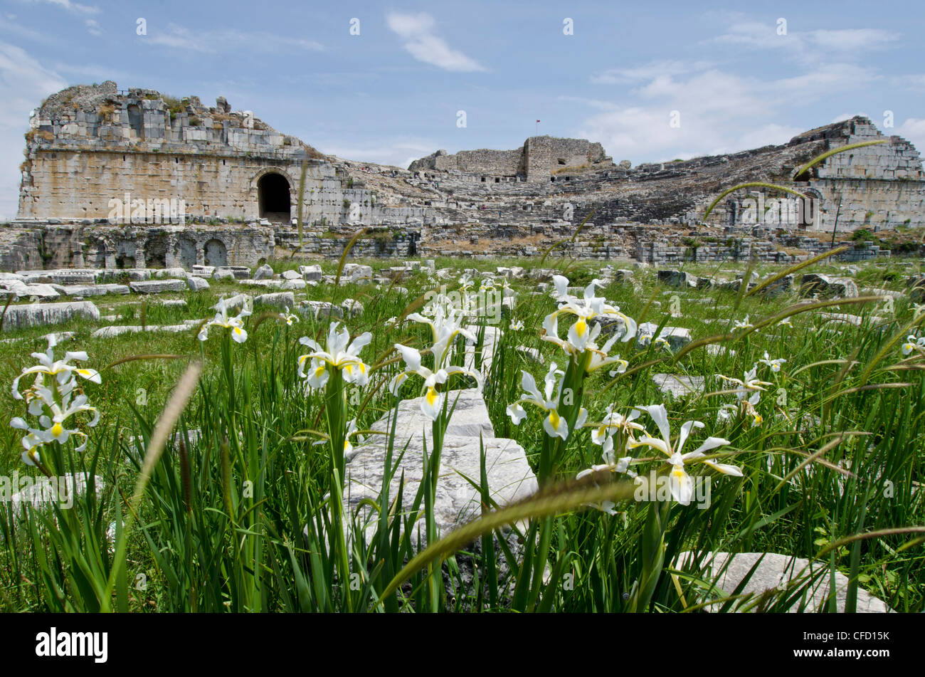 Amphitheater in Milet, eine antike griechische Stadt an der Westküste von Anatolien, Türkei. Stockfoto