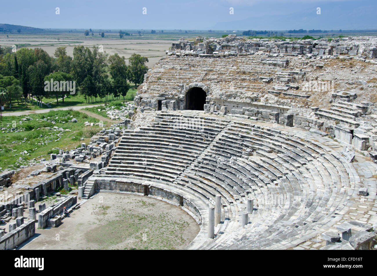 Amphitheater in Milet, eine antike griechische Stadt an der Westküste von Anatolien, Türkei. Stockfoto