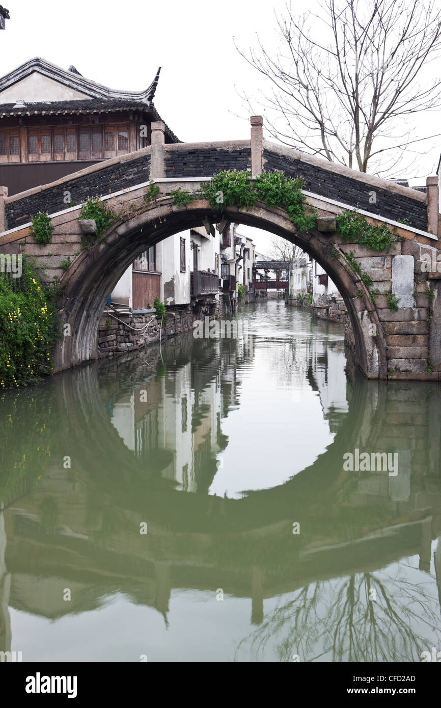 China, See, Bungalow, Reisen, Stadt, Haus, Asien, Fluss, Lampe, alt, Provinz Jiangsu, Wasser, Wasser, Oberfläche, die Dörfer, Landschaften, Stockfoto