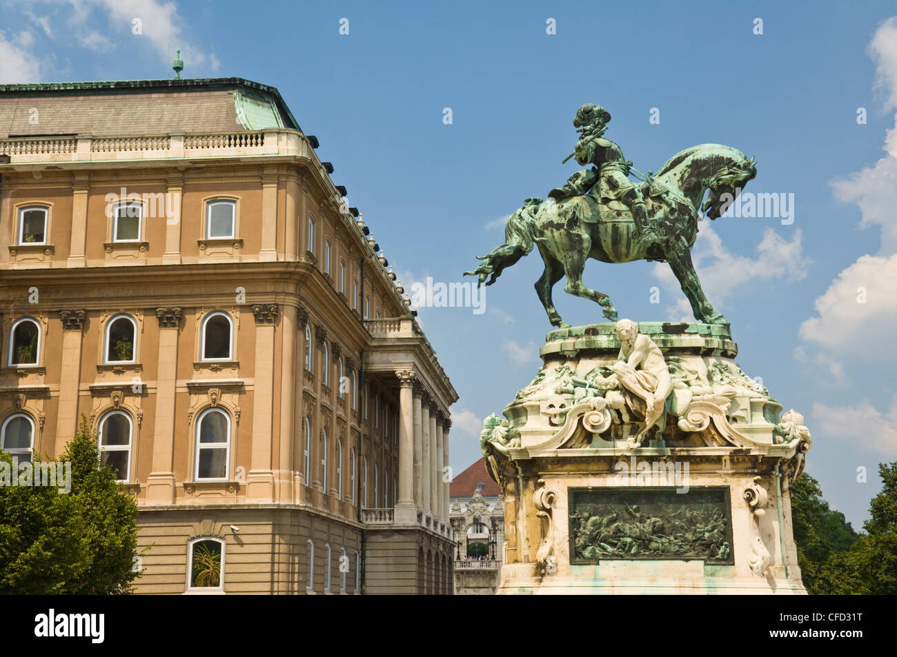 Statue des Prinzen Eugene des Savoy, Ungarische Nationalgalerie, Budaer Burg, Burgviertel, Budapest, Ungarn Stockfoto