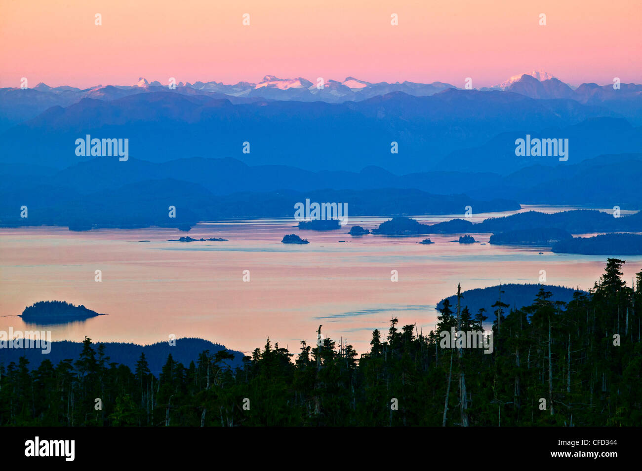 Luftbild auf Vancouver Island Broughton Stockfoto