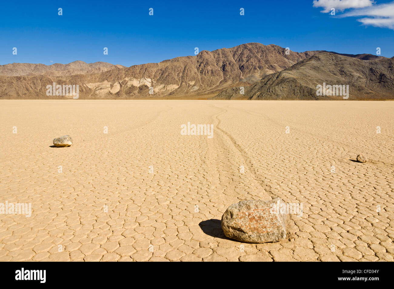 Die Tribüne im Tal Racetrack, Death Valley Nationalpark, Kalifornien, USA Stockfoto