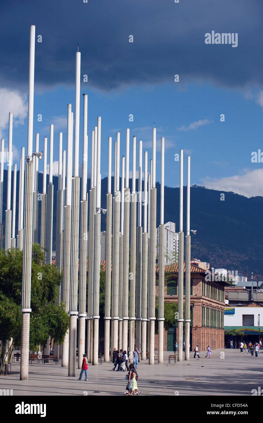 Moderne Kunst-Installation in Stadt Zentrum, Medellin, Kolumbien, Südamerika Stockfoto