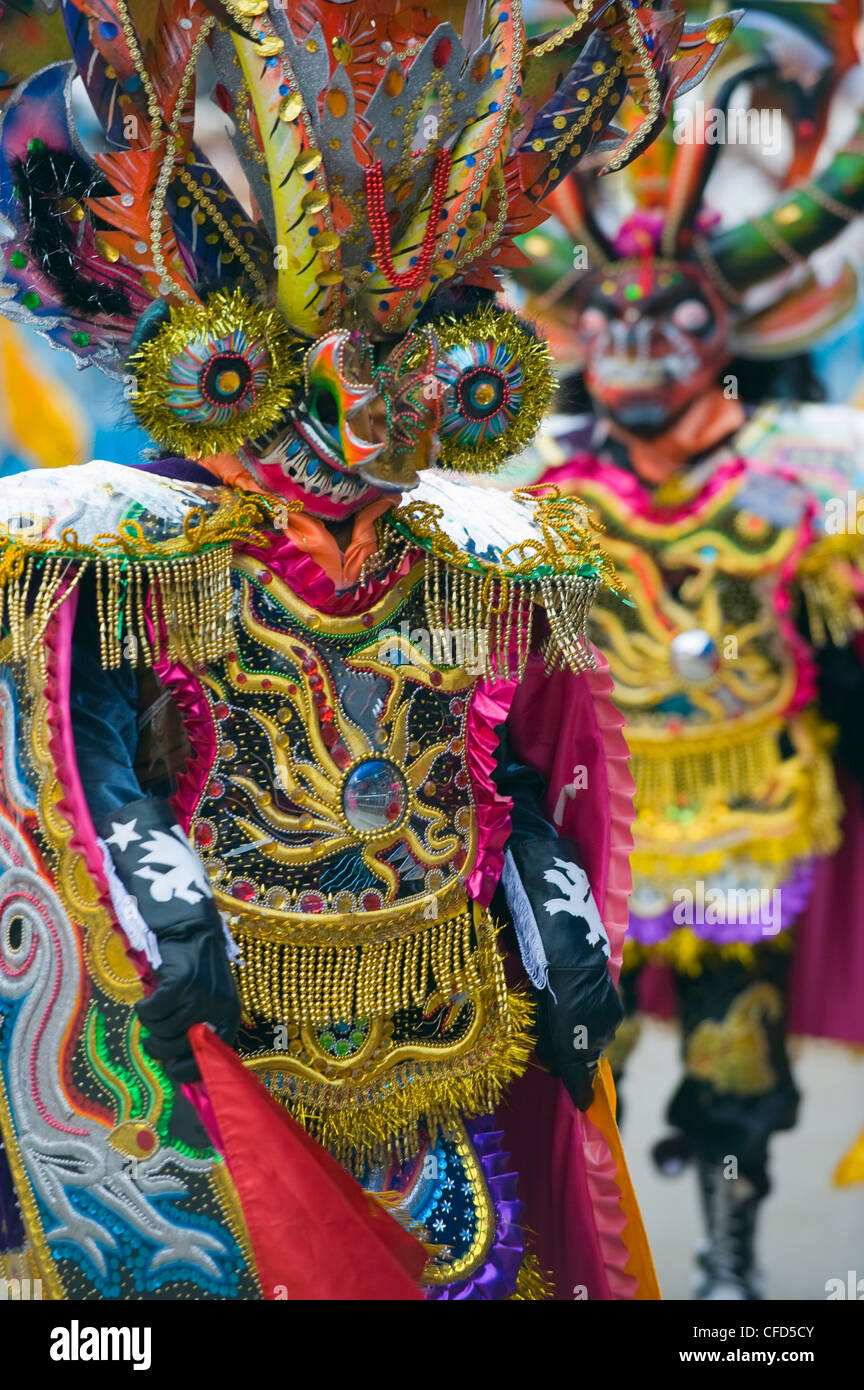 Maskierten Darsteller in einer Parade am Karneval von Oruro, Oruro, Bolivien, Südamerika Stockfoto