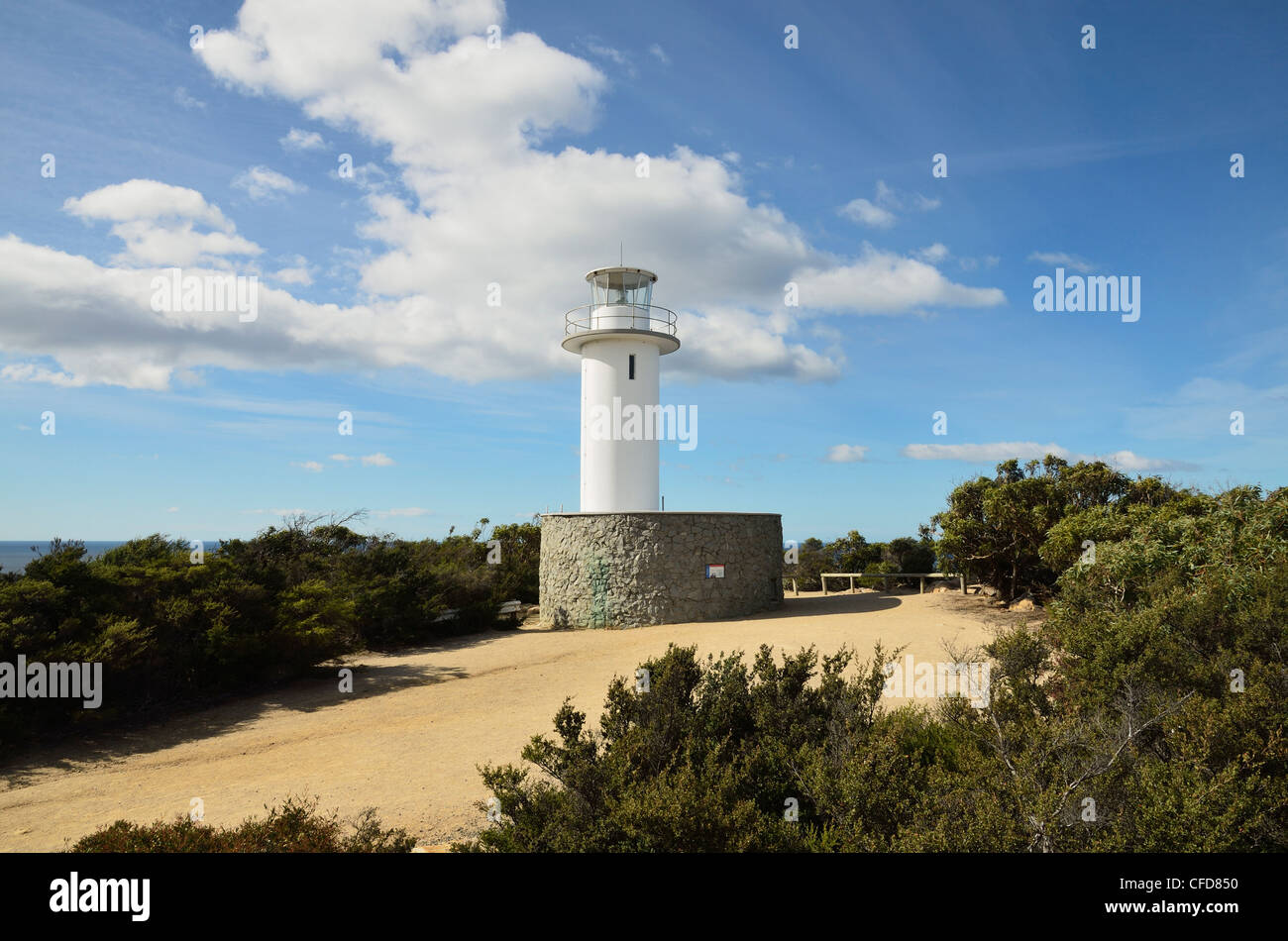 Leuchtturm, Kap Tourville, Freycinet National Park, Freycinet Peninsula, Tasmanien, Australien, Pazifik Stockfoto