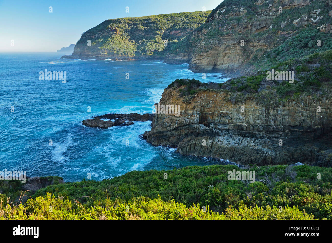 Blick auf Maingon Bay, Tasman Halbinsel, Tasmanien, Australien, Pazifik Stockfoto