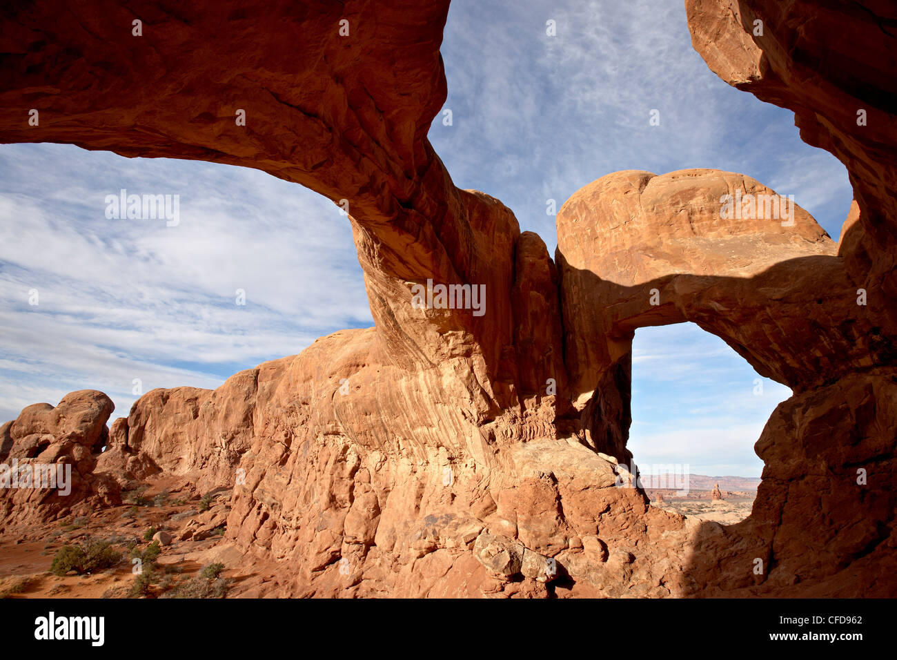 Doppelbogen, Arches-Nationalpark, Utah, Vereinigte Staaten von Amerika, Stockfoto