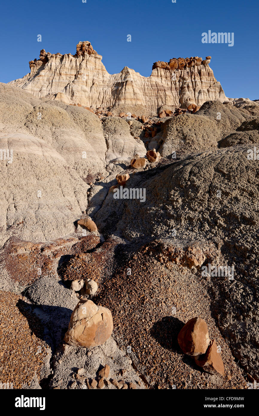 Rock-Formation in den Badlands, die aussieht wie eine Burg, Bisti Wilderness, New Mexico, Vereinigte Staaten von Amerika, Stockfoto