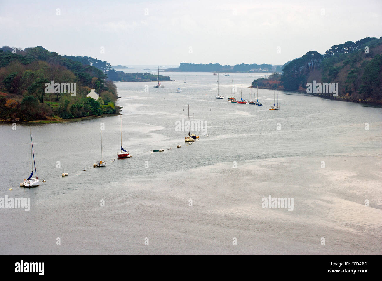 Boote auf dem AberWrach, Finistere, Bretagne, Frankreich, Europa Stockfoto