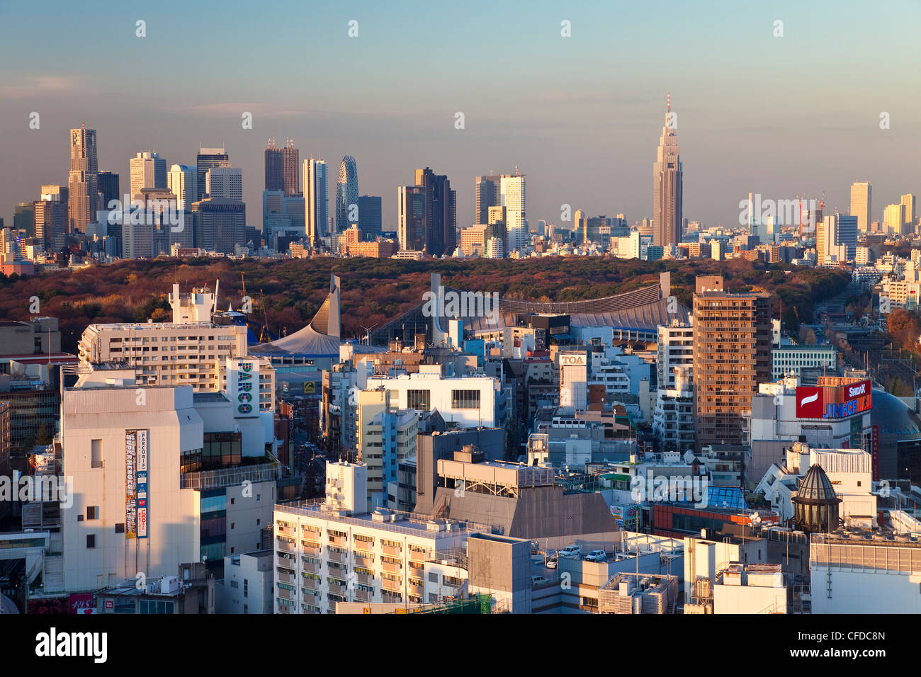 Erhöhten Blick auf Skyline von Shinjuku aus Shibuya, Tokyo, Japan, Asien Stockfoto