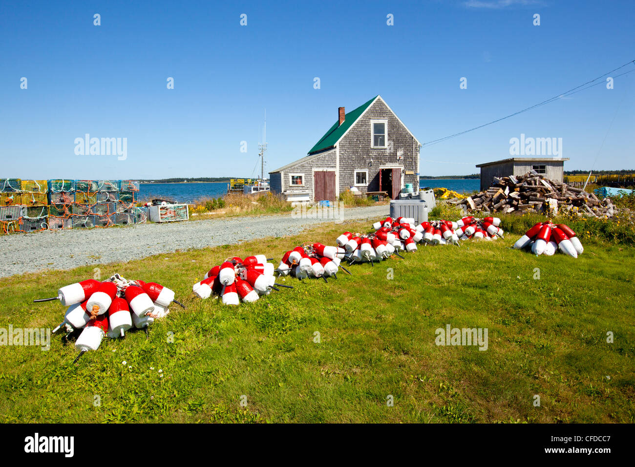 Hummer-fallen, Grand Harbour Grand Manan Island, Bay Of Fundy, New Brunswick, Kanada Stockfoto