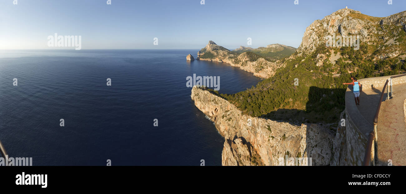 Aussichtspunkt Mirador d es Colomer, Mirador de Mal Pas, Cap de Formentor, Cap Formentor, Mallorca, Balearen, Spanien, Europa Stockfoto