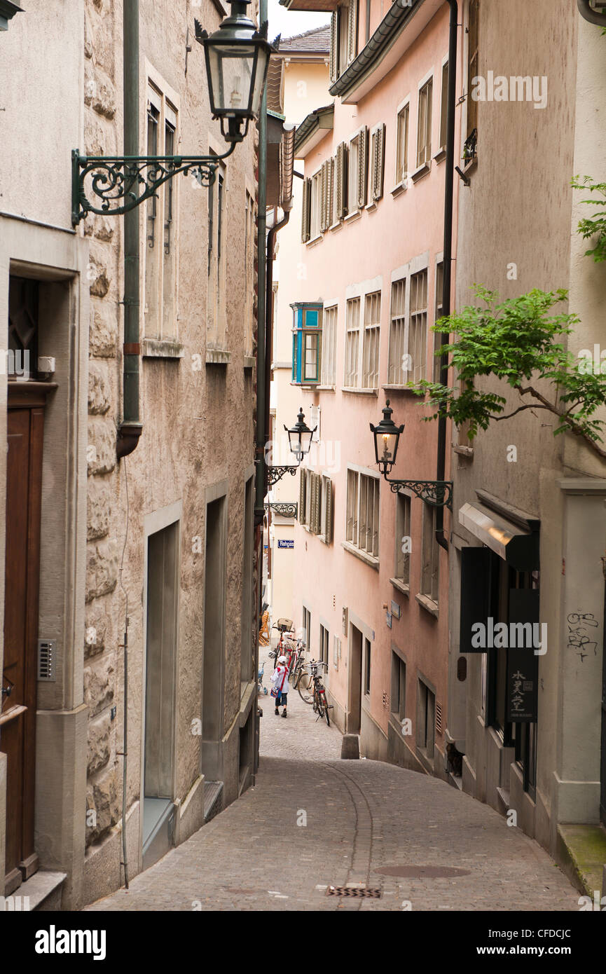 Gasse in der Altstadt, Zürich, Schweiz, Europa Stockfoto