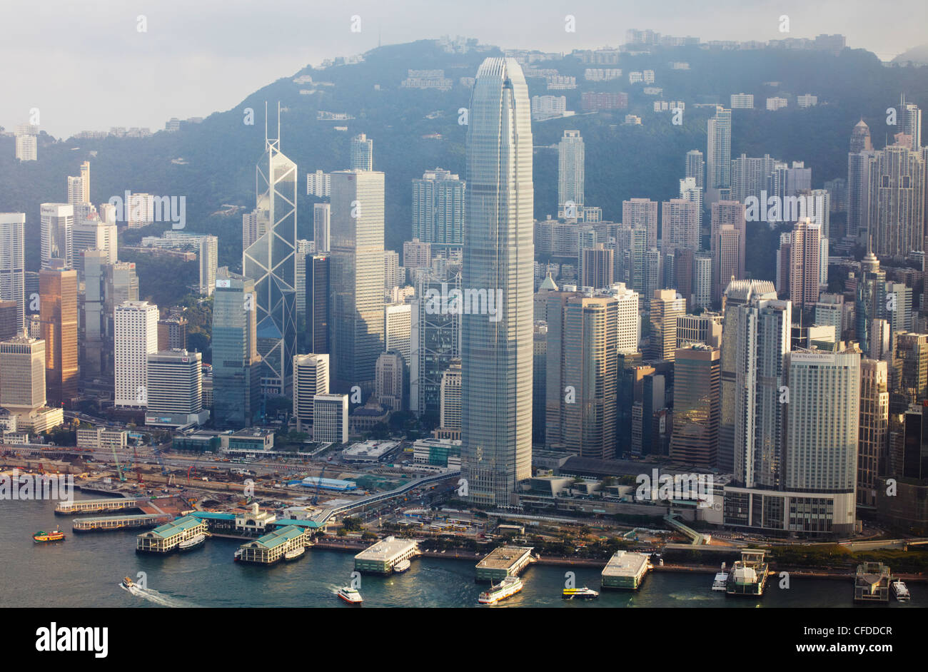 Luftaufnahme der Skyline von Central, Hong Kong, China, Asien Stockfoto