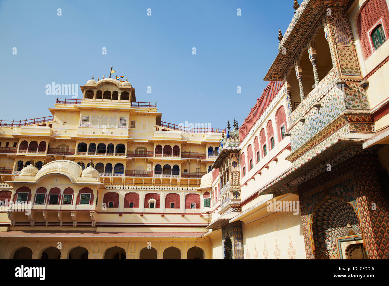 Chandra Mahal, Stadtschloss, Jaipur, Rajasthan, Indien, Asien Stockfoto