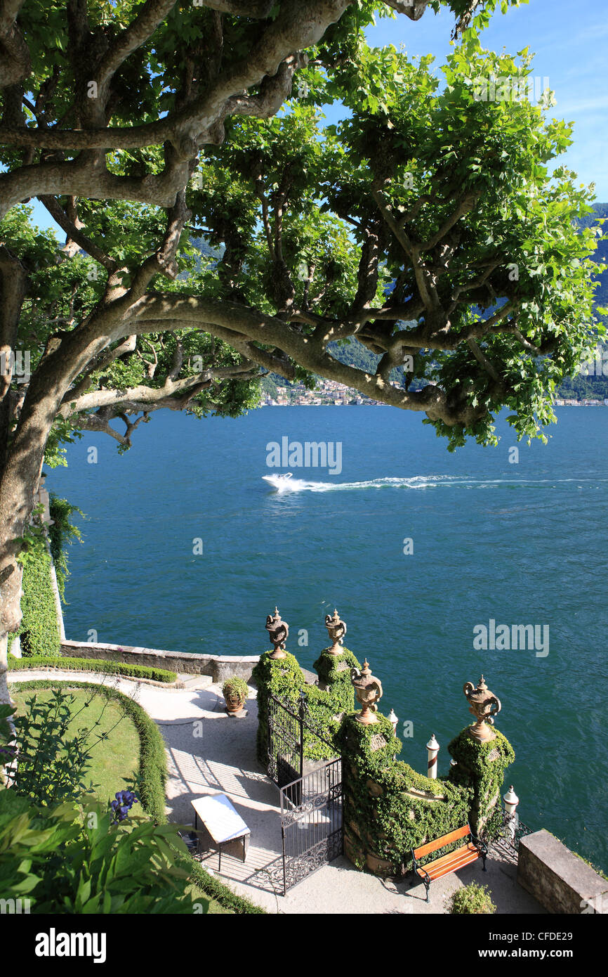 Blick von Villa Balbianello, Lenno, Comer See, Lombardei, Italien, Europa Stockfoto