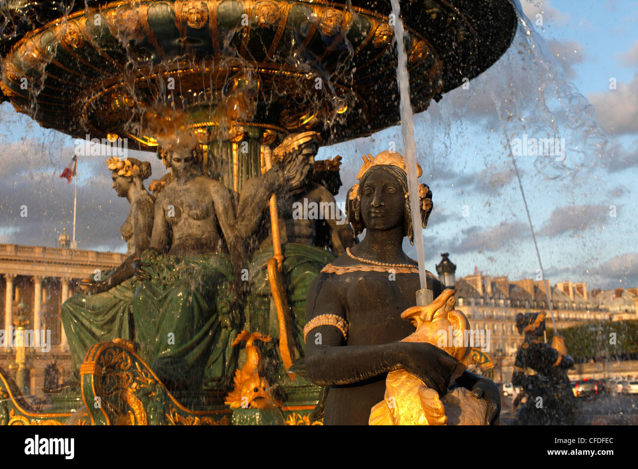 Place De La Concorde Brunnen, Paris, Frankreich, Europa Stockfoto