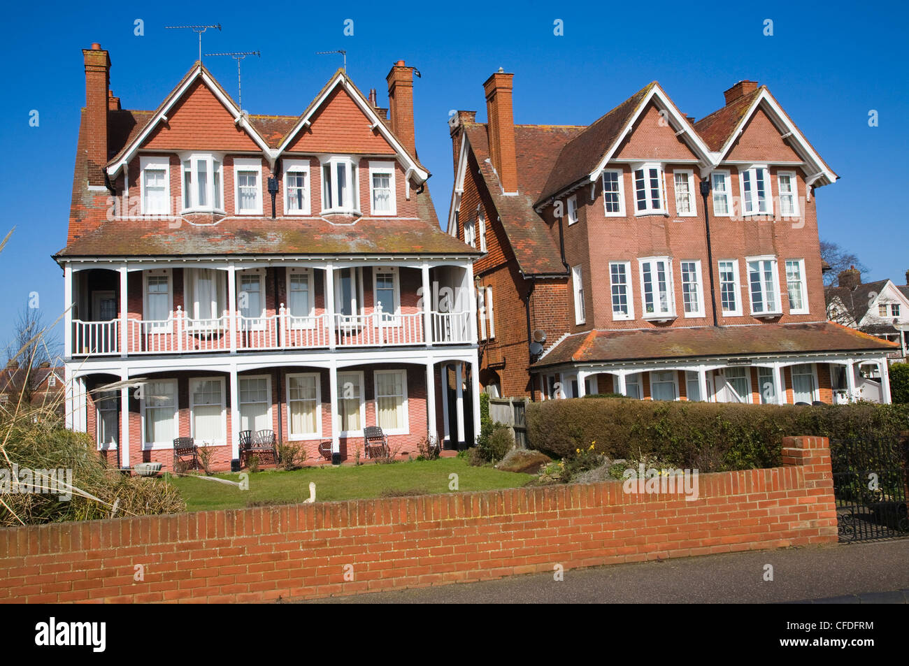 Edwardianischen Stil Häuser, Hamilton Gardens, Felixstowe, Suffolk, England Stockfoto