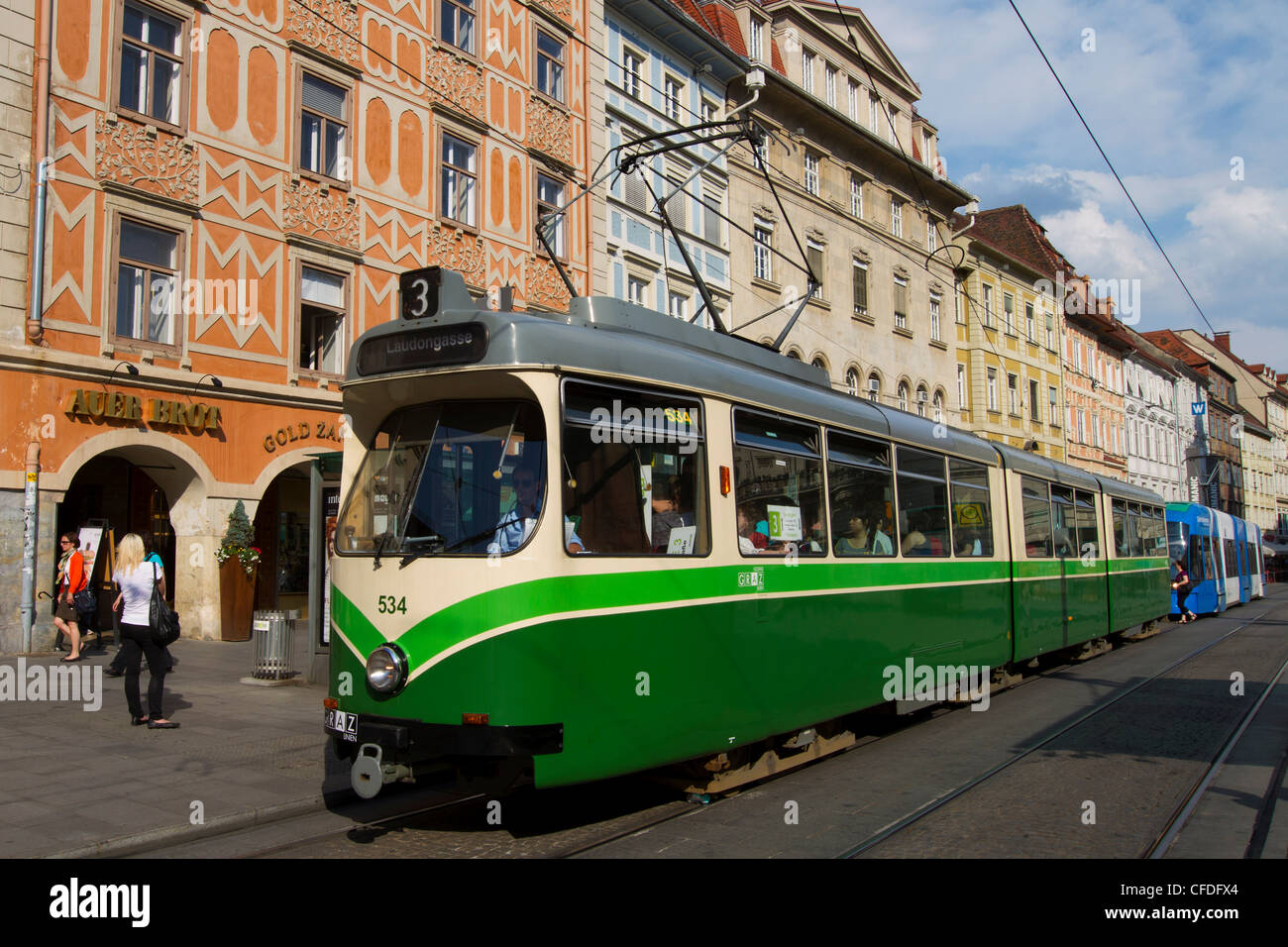 Straßenbahnen, Hauptplatz, Graz, Steiermark, Austria, Europe Stockfoto