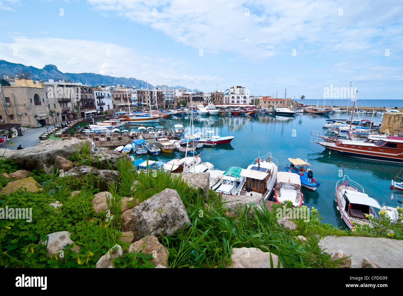 Der Hafen von Girne, Nordzypern, Zypern, Mittelmeer, Europa Stockfoto