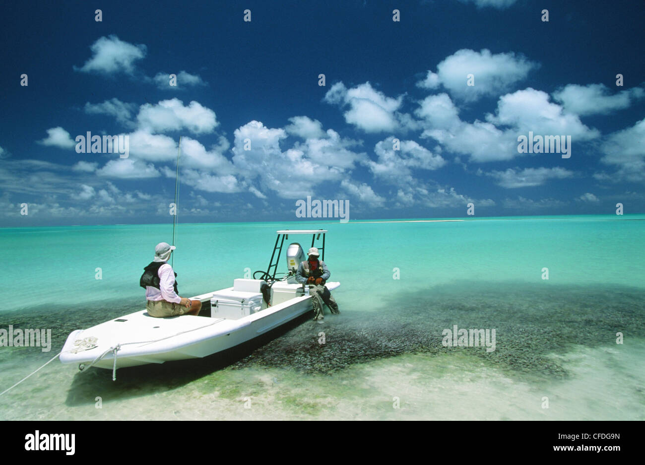Männer Fliegenfischen, Seychelle Islands, Seychellen Stockfoto