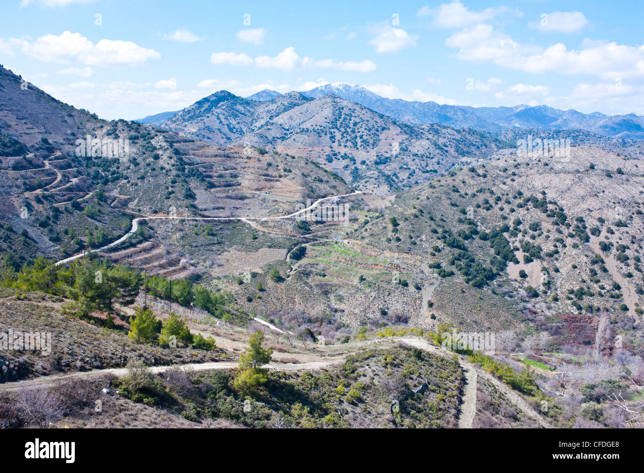 Blick über den Troodos Bergen, Zypern, Europa Stockfoto