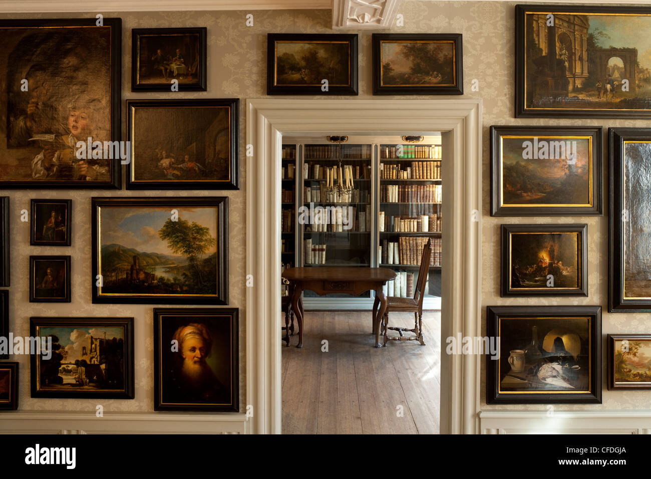 Frankfurter Goethe-Haus, Blick von der Gemaeldekabinett Bibliothek, Frankfurt Am Main, Hessen, Deutschland, Europa Stockfoto