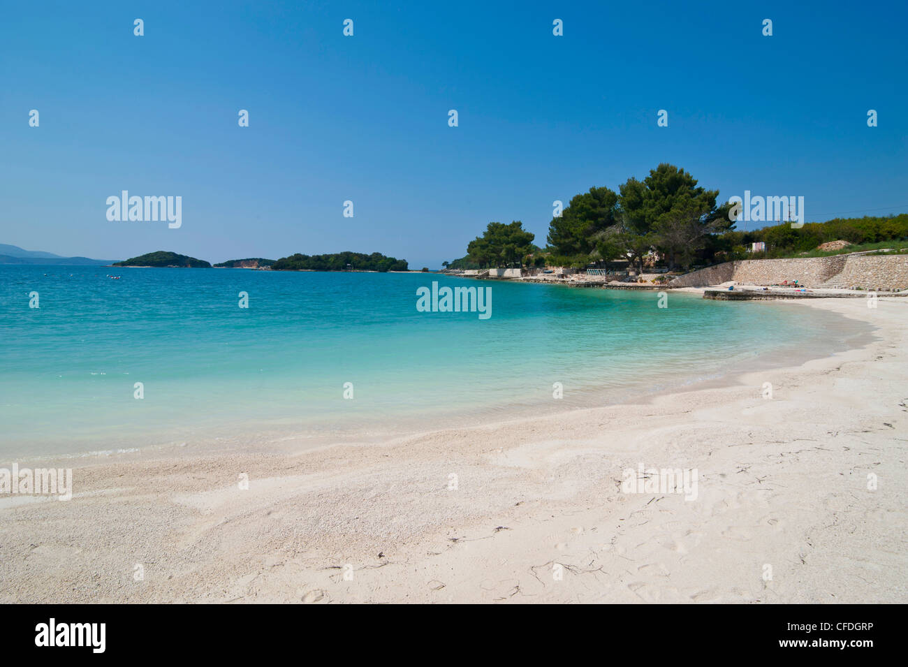 White Sand Strand und türkis Wasser bei Ksamil, Albanien, Europa Stockfoto