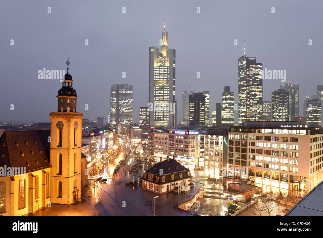 Blick auf die Skyline von Frankfurt aus Zeilgalerie, Frankfurt bin Main, Hessen, Deutschland, Europa Stockfoto