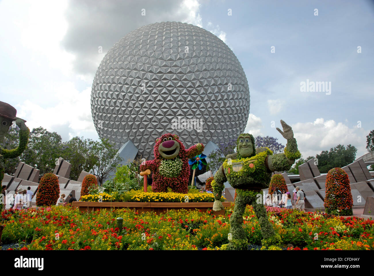 Spaceship Earth, das Symbol des Epcot Center im Walt Disney World Resort, formlos bekannt wie Disney World. Stockfoto