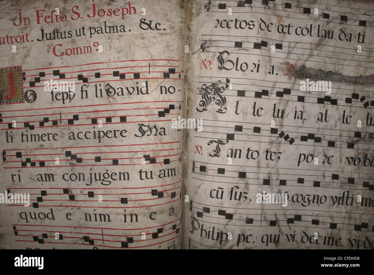 Alte spanische Liederbuch in San Agustin Kirche, Intramuros, Manila, Philippinen, Asien Stockfoto