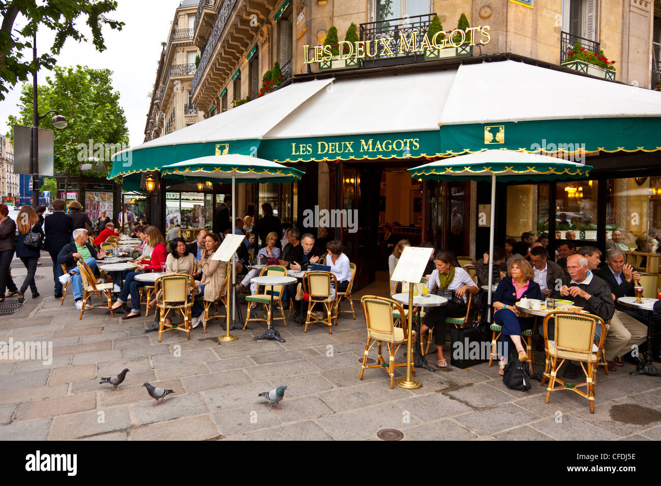 Les Deux Magots Cafe, Saint-Germain-des-Prés, Rive Gauche, Paris, Frankreich, Europa Stockfoto