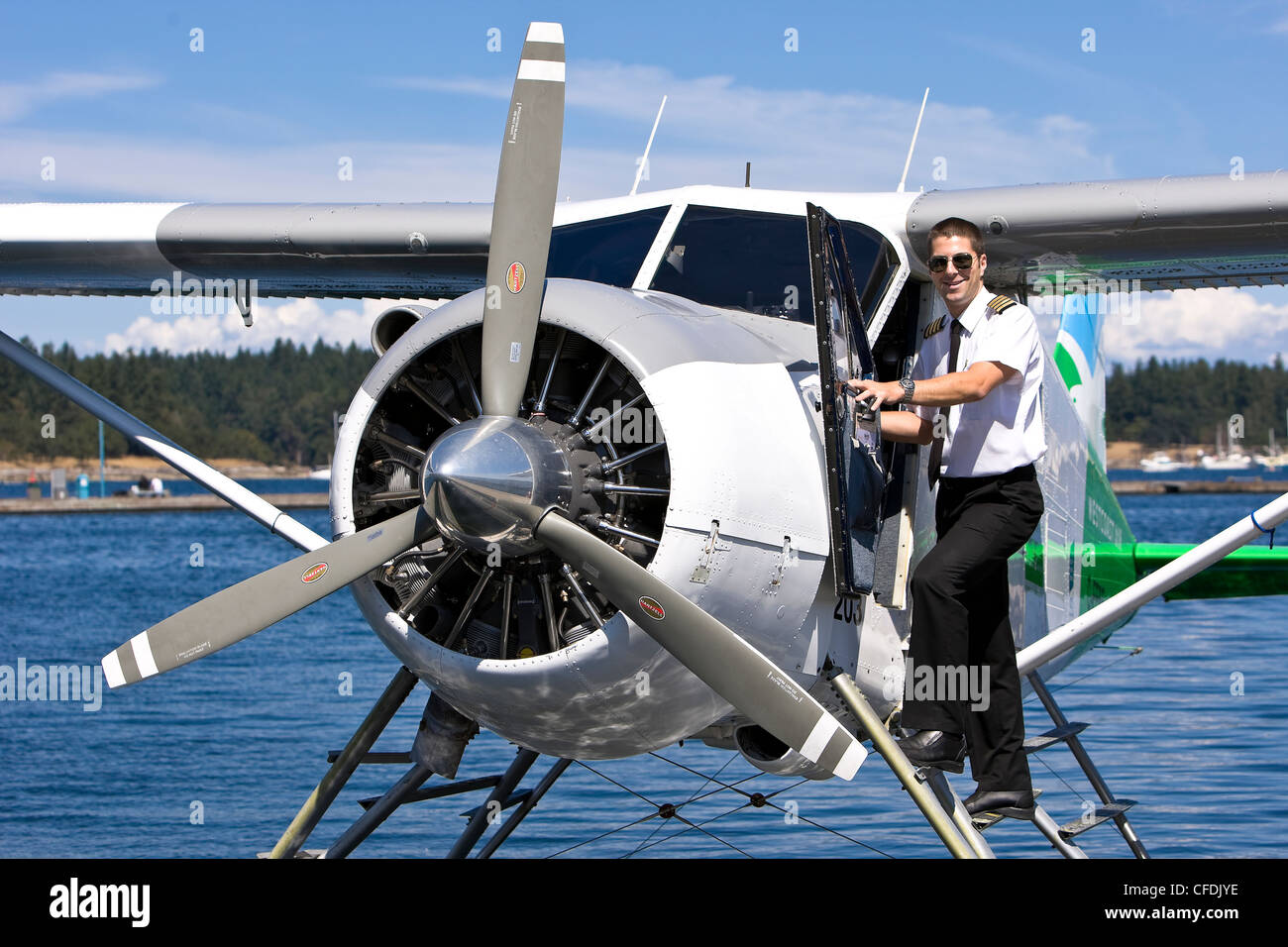 Biber-Flugzeuge über Start, Nanaimo Pilot Stockfoto
