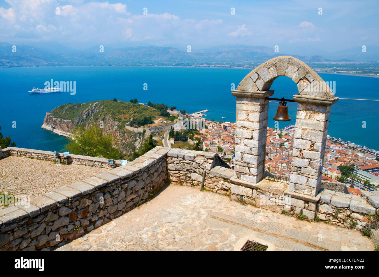 Palamede Festung, Buben, Kapelle St. Andre, Nafplion, Bourtzi Insel, Peloponnes, Griechenland, Europa Stockfoto